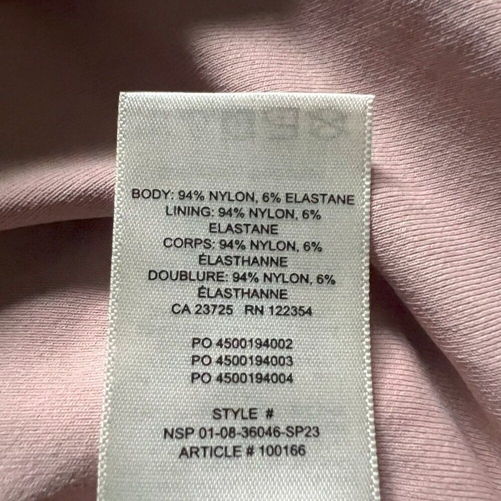 Aritzia Babaton Blush Pink Short Sleeve Body Con Dress Side Ruching Size 2XS - Picture 5 of 6
